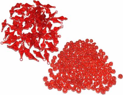 Macrame Matka Beads and Latakn  beads Red colour  pack of 150