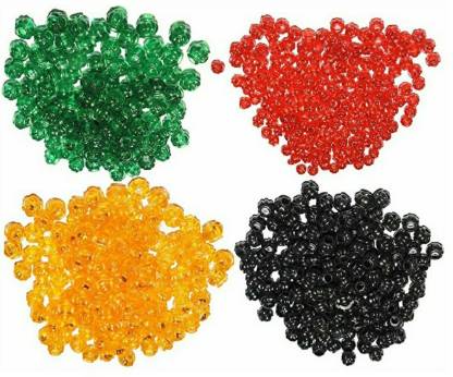 PUSHPA CREATION Macrame Beads,8mm, Green,yellow,pink,blue 4 Colur 400 nos 100 each colour