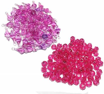 Macrame Matka Beads and Latakn  beads Rani colour  pack of 150
