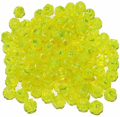 PUSHPA CREATION  Macrame plastic Beads,8mm  Yellow colour 100 beads