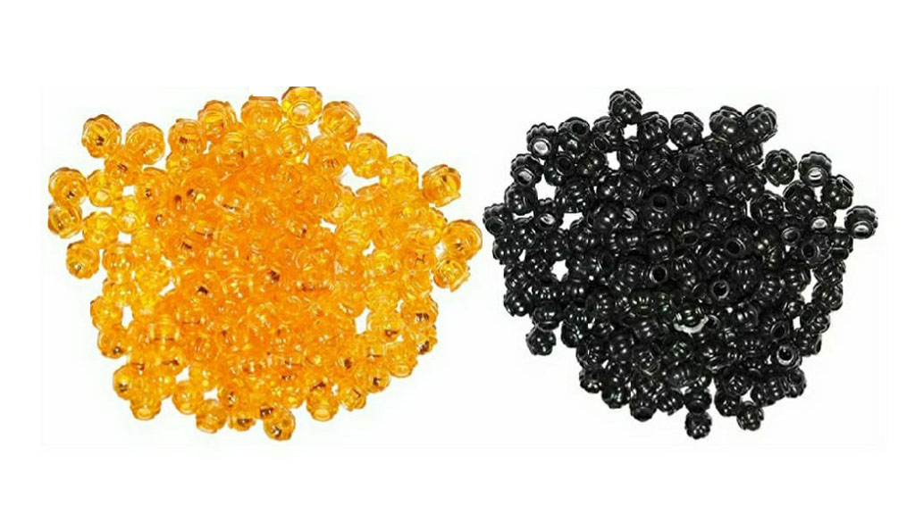 PUSHPA CREATION  Macrame plastic Beads,8mm Black and Orange  (100 x 2 Colour = 200 Qty)