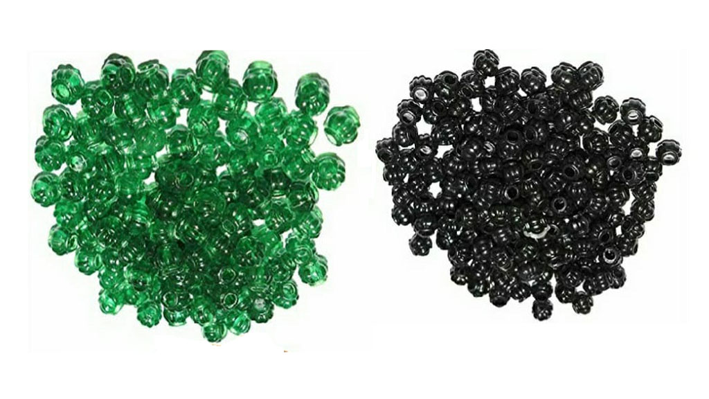 PUSHPA CREATION  Macrame plastic Beads,8mm Black and Green (100 x 2 Colour = 200 Qty)