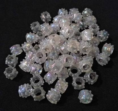 Fancy Plastic WhiteColour big hole Beads for Making Macrame Jhula, Macrame Toran, Macrame Jhumar, Bracelate, Necklace, Macking Other Crafting Designs 100 Qty (L-10mm x W-12mm,7mm Hole Size)