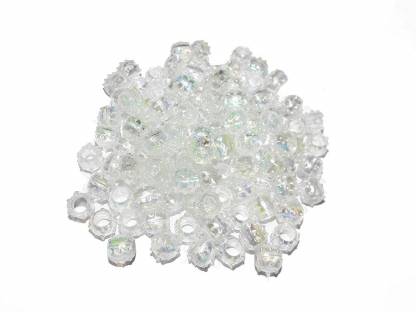 Fancy Plastic WhiteColour big hole Beads for Making Macrame Jhula, Macrame Toran, Macrame Jhumar, Bracelate, Necklace, Macking Other Crafting Designs 100 Qty (L-10mm x W-12mm,7mm Hole Size)