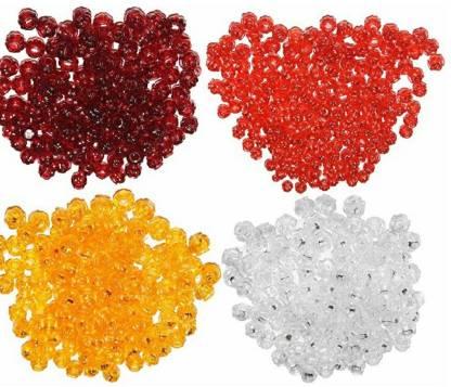PUSHPA CREATION Macrame Craft Plastic Beads,8mm, for Macrame Craft 4 Colur (100 x 4 Colour = 400 Qty)