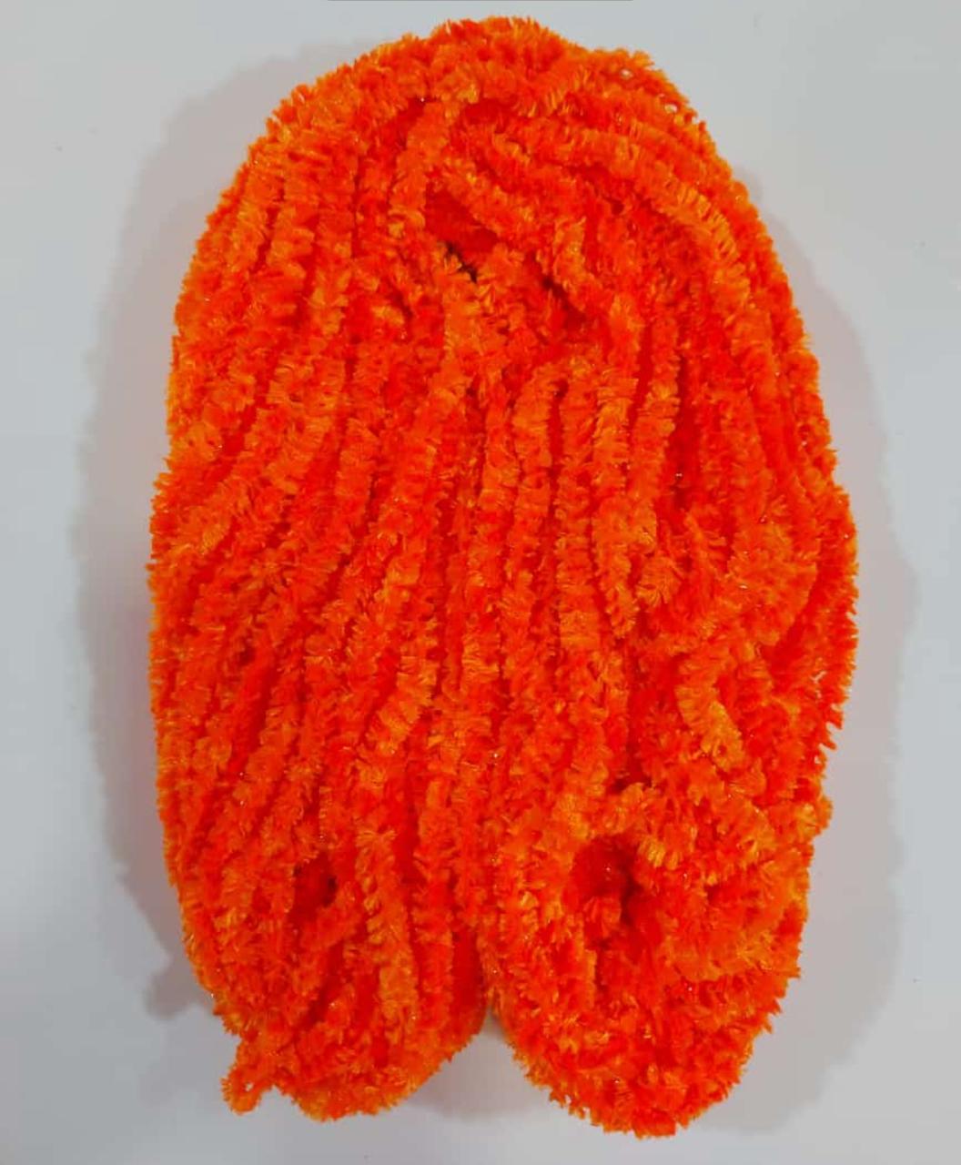 Pushpa Creation Artificial Rangoli Fur Wool for Festive Decorations & Crafts - Soft, Fluffy Yarn for DIY Designs 100 grams Orange colour