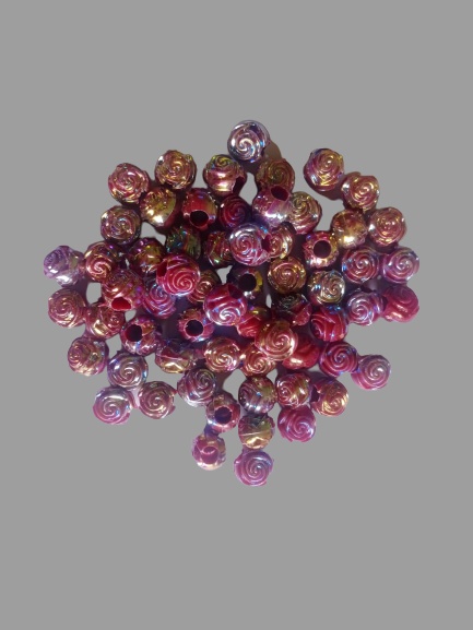 Purple Colour  Rose-Shaped Plastic Craft Beads for Elegant DIY Projects pack of 100