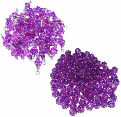 Macrame Matka Beads and Latakn  beads  Purple colour  pack of 150