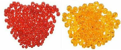 PUSHPA CREATION  Macrame plastic Beads,8mmRed and Orange (100 x 2 Colour = 200 Qty)