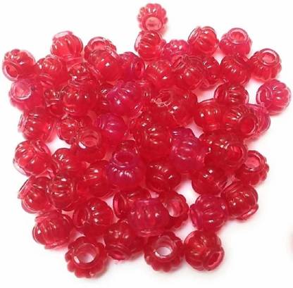 PUSHPA CREATION  Macrame plastic Beads,8mm RED colour 100 beads