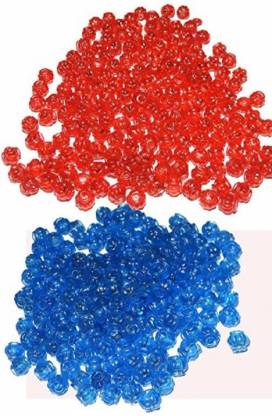 PUSHPA CREATION  Macrame plastic Beads,8mm Red and Blue (100 x 2 Colour = 200 Qty)