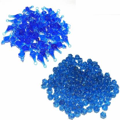 Macrame Matka Beads and Latakn  beads Blue colour  pack of 150