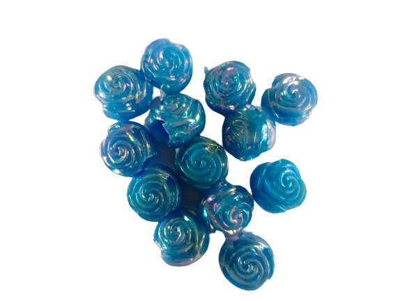 Sky blue Rose-Shaped Plastic Craft Beads for  Macrame Elegant DIY Projects pack of 100