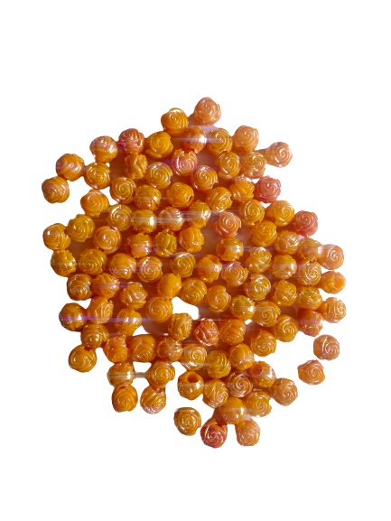 orange Rose-Shaped Plastic Craft Beads for  Macrame Elegant DIY Projectspack of 100