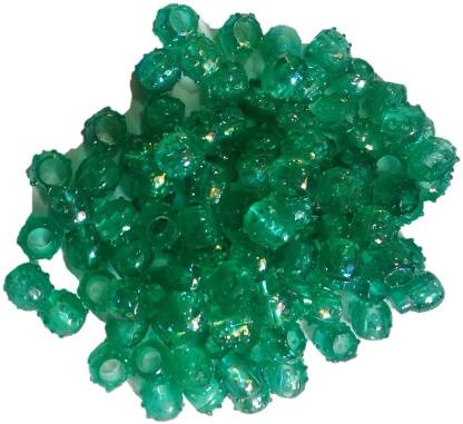 Fancy Plastic Green Colour big hole Beads  (L-10mm x W-12mm,7mm Hole Size) for Making Macrame Jhula, Macrame Toran, Macrame Jhumar, Bracelate, Necklace, Macking Other Crafting Designs 100 Qty