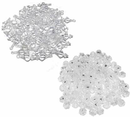 Macrame Matka Beads and Latakn  beads   White colour  pack of 150