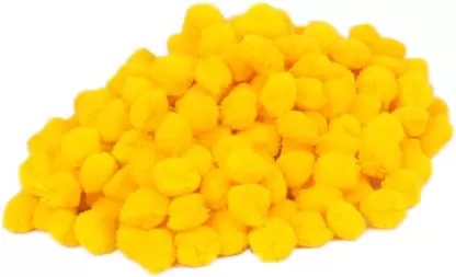 PUSHPA CREATION Cotton YELLOW Colour Pom Pom balls for Craft Decoration &Jewellery Making purpose pack of 100