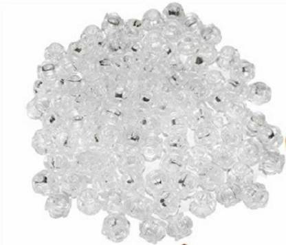 PUSHPA CREATION  Macrame plastic Beads,8mm White  colour 100 beads