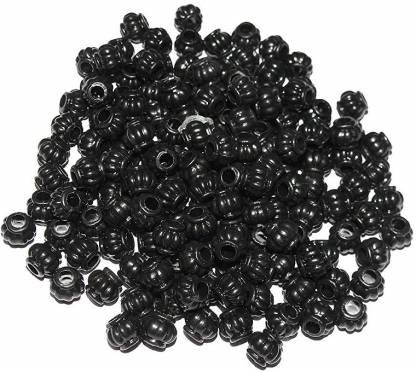 PUSHPA CREATION  Macrame plastic Beads,8mm  Black colour 100 beads