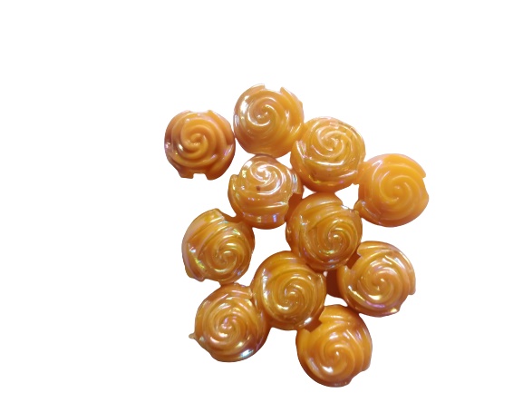 orange Rose-Shaped Plastic Craft Beads for  Macrame Elegant DIY Projectspack of 100