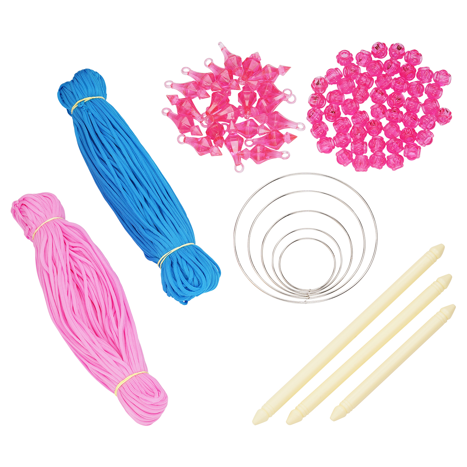 PUSHPA CREATION  DIY nylon  Macrame Cord/Threads  ,Beads,Bells,Rings Craft Set