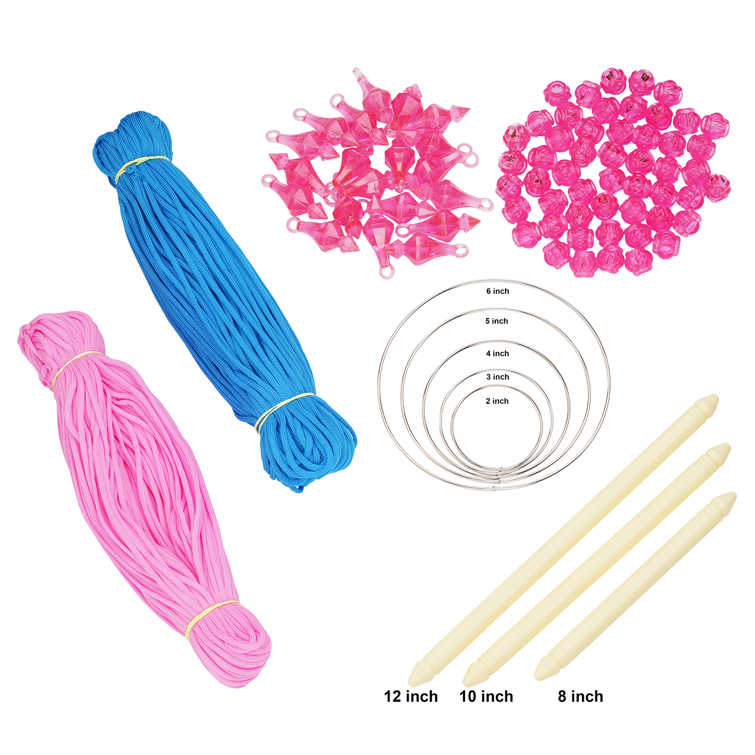 PUSHPA CREATION  DIY nylon  Macrame Cord/Threads  ,Beads,Bells,Rings Craft Set
