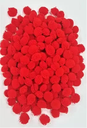 PUSHPA CREATION Cotton RED Colour Pom Pom balls for Craft Decoration &Jewellery Making purpose pack of 100