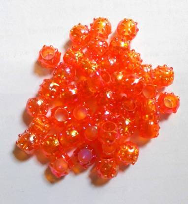 Fancy Plastic Orange  Colour big hole Beads (L-10mm x W-12mm,7mm Hole Size ) Crafting Designs 100 Qty