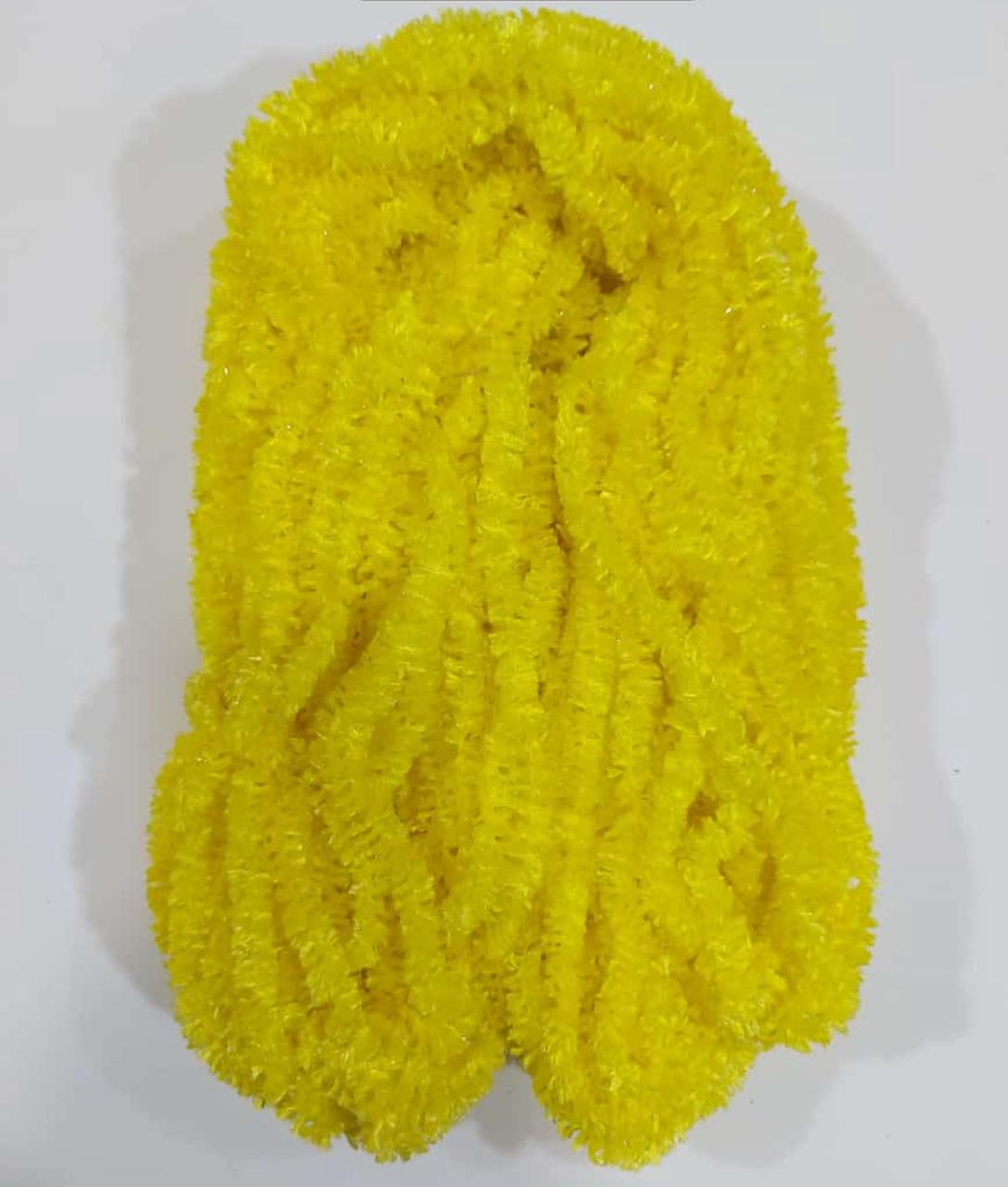 Pushpa Creation Artificial Rangoli Fur Wool for Festive Decorations & Crafts - Soft, Fluffy Yarn for DIY Designs 100 grams Yellow colour