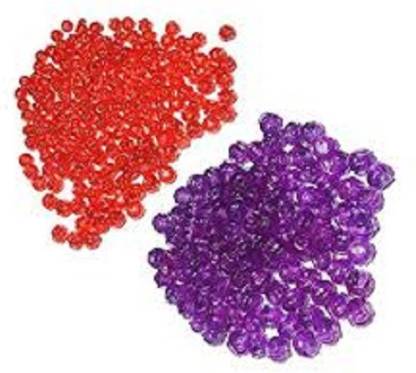 PUSHPA CREATION  Macrame plastic Beads,8mm Red and Purple (100 x 2 Colour = 200 Qty)
