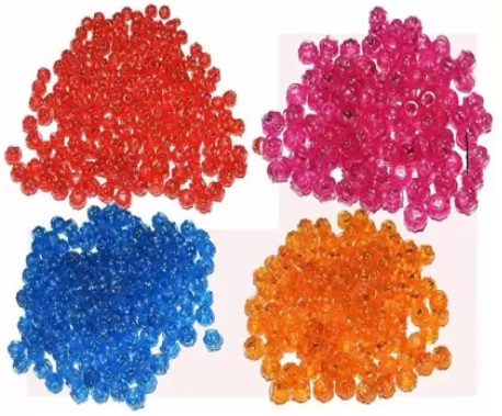 PUSHPA CREATION Macrame Plastic Beads pack of 400 beads 4 colour